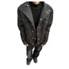 Chaqueta de mezclilla rígida de color original estilo americano con cuello inclinado para hombre, diseño vintage, top casual corto y holgado, Otoño/Invierno 2026