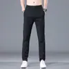 Calças Casuais Finas de Verão Calças Retas Masculinas Tendência Masculina Versátil Respirável Elástico Calças de Seda Gelada de Verão para Homens