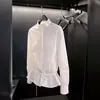 Top Casual Blanco con Cordón de Moda y Estilo Coreano para Mujer, Corte Holgado, Adelgazante, Ceñidor de Cintura, Primavera 2026
