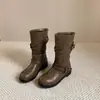 Botas de Montaria Pretas de Salto Grosso Estilo Britânico Versáteis de Cano Médio 2026 Novo Estilo Botas Franzidas Hot Girl Primavera/Outono Botas Individuais Botas de Motocicleta