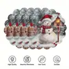 Moda Transfronteiriça Natal 38cm Azevinho Redondo Borda Ondulada Papai Noel Árvore Floco de Neve Jogo Americano Decoração de Mesa de Jantar Ocidental