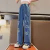 Jeans Lavados Rotos Estilo Calle Americano Otoño 2026 para Niñas Retro Rectos High Street Hip Hop Holgados de Pierna Ancha