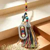 Joia de liga metálica estilo étnico chinês, pingente decorativo de vajra oval giratório, lembrança de viagem atacado