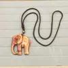 Collar Bohemio de Madera y Resina Estilo Étnico Retro Femenino Colgante de Elefante con Cuentas Cadena de Lana Accesorios Explosivo