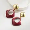 Brincos He Ming Jewelry Estilo Novo Europeu e Americano Quadrado Vazado Cubo Geométrico Agulha de Prata S925 para Mulheres, Acessórios de Orelha Versáteis para o Dia a Dia