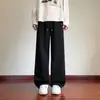 Pantalones casuales de calle estilo americano con remaches para hombre, otoño, holgados, rectos, con caída, largos, pantalones de chándal deportivos de pierna ancha, curvos