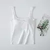 Una generación de camisola de cuello cuadrado de pelo para mujer, primavera y verano, hermosa espalda, sin mangas, con almohadilla integrada en el pecho, chaqueta base