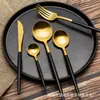 Cubiertos de acero inoxidable 304 para redes sociales, cuchillo, tenedor, cuchara, Amazon, vajilla para restaurante occidental, negro, oro, polvo de platino, oro, venta al por mayor