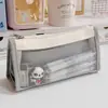 Bolsa de Lápices de Malla Transparente para Examen Casual Gran Capacidad Multicapa Almacenamiento de Papelería Caja Especial para Papelería Bolsa de Lápices para Estudiante de Secundaria