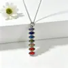 Colgante de collar largo con forma de ojo en circonio de color único y de nicho, accesorio de colgante geométrico redondo arcoíris estilo ins bañado en cobre