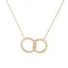 Aogu Superventas Transfronterizo Colgante de Doble Anillo con Circonita Electrochapada al Vacío Cadena de Clavícula Simple de Acero Inoxidable para Mujer INS