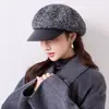 Gorra de boina de tweed patchwork estilo coreano, sombrero octogonal retro y elegante para otoño/invierno, artístico y versátil para ir al trabajo, hace que la cara se vea más pequeña, gorra de pico de pato