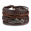 Pulseira vintage de Batman tecida com corda, feita à mão com miçangas tecidas, joia da moda, pulseira de couro multicamadas, terno masculino