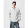 Moletom masculino, blusa de primavera, camiseta básica masculina, camisa Polo Henley de verão masculina, camiseta de manga comprida estilo americano, marca da moda
