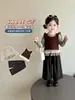 Conjunto de Tres Piezas de Chaleco de Punto Estilo Bosque para Niñas 2026 Otoño Nueva Moda Pantalones Anchos para Niños Conjunto de Primavera y Otoño