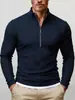 Nuevo Suéter de Punto con Media Cremallera y Cuello Alto Estilo Europeo y Americano para Primavera y Otoño, Moderno, Sencillo, Retro, Ropa de Exterior para Hombre