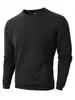 Moletom waffle masculino com gola redonda transfronteiriço, pulôver casual de manga longa em cor sólida para primavera e outono, top masculino fashion jacquard