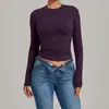 Roupa de yoga de manga comprida, justa, modeladora de barriga, roupa de ginástica de alta intensidade, top de manga comprida para Pilates, corrida e esportes 2624