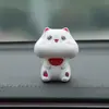 Enfeite Solar Fofo para Carro Gato da Sorte Desenho Animado Gato de Cabeça Grande Decoração para Painel
