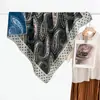 Nuevo pañuelo cuadrado de seda de doble cara con patrón de espiga bicolor para otoño e invierno de 90 cm, pañuelo y chal de moda con margarita verde de doble uso
