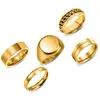 Amazon Joyería Clásica Europea y Americana Set de Cinco Piezas para Hombre Anillo Redondo Grande de Acero Inoxidable Cadena Juego de Anillos Lisos
