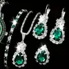 Conjunto de quatro peças estilo europeu e americano com colar, brincos e anel de cristal azul claro em formato de coração cravejado de diamantes - uma coleção transfronteiriça para mulheres