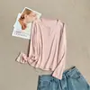 Nueva camiseta de manga larga con botones, cuello redondo, color liso para otoño, corte ajustado, transpirable, hecha de lana de oveja, top casual