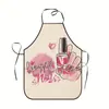 Delantal de Peluquería Transfronterizo, Delantal Anti-Suciedad para Artista de Pestañas y Uñas, Delantal de Cocina, Delantal Personalizado de Moda con Estampado de Labial