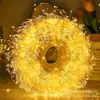 Luces de fuegos artificiales de alambre verde LED navideñas transfronterizas, luces de cadena de alambre de cobre de ciempiés negro, luces decorativas para jardín navideñas, luces decorativas navideñas