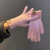 Guantes rojos con pantalla táctil para mujer, de invierno, bonitos guantes de punto de dos dedos para amantes del ciclismo, cálidos y suaves para estudiantes.