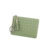 Bolsa de moedas pequena com zíper nova para primavera e verão, bolsa simples de cor sólida leve para cartões, bolsa tecida à mão, bolsa feminina fofa e requintada