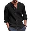 Camisa Casual Holgada de Algodón y Lino para Hombre de Estilo Chino de Manga Larga para Uso Interior Transfronterizo Europeo y Americano de Amazon