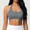 Sujetador deportivo cruzado sin costuras para mujer, que alisa la espalda, de corte ajustado, alta elasticidad, ajustado, con cuello halter, adecuado para correr, fitness y yoga