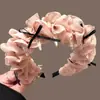 2025 Nueva Horquilla Celebridad de Internet Coreana Diadema de Encaje Crema para Mujer con Corona Alta y Diadema Ancha Antideslizante Accesorio para el Cabello