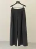 Calça Jianhe 2026 Estilo Novo Primavera Cedo Cinza de Cintura Alta Wide Leg para Mulheres com Cordão Duplo, Calça Longa Solta e Fluida 59088