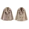 Ropa de Mujer al por Mayor Transfronteriza 2025 Aliexpress Más Vendido Abrigo Versátil de Doble Cara para Viajes de Invierno Hecho de Lana de Cordero y Cuero