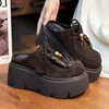 Zueco de Plataforma Gruesa de Gamuza Estilo Zueco para Mujer 2025 Nuevo Modelo Mocasines que Aumentan la Altura para Mujeres Bajitas