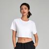Algodón Puro Verano Fresco Yoga Ombliguera Manga Corta para Correr al Aire Libre Deportes Camiseta Casual Top Suelto Fitness Manga Corta
