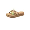 Sandalias de Perlas con Cruz de Correa Única Estilo Coreano para Mujer Verano 2026 Nuevas Pantuflas Cómodas Sandalias Casuales para Playa al Aire Libre
