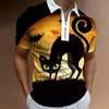 Nova Moda Streetwear Jovem Europeia e Americana de Verão Camisa Polo Casual Masculina com Estampa Digital 3D