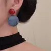 Pendientes Geométricos Circulares Azul Neblina Estilo Vintage de Hong Kong, Pendientes de Botón Extremadamente Atractivos para Vacaciones, Pendientes de Aro Únicos para Mujer