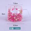 Taza de vidrio de borosilicato alto de doble capa con flores estilo ins, alto valor de color, creativa para flores secas, taza de café, taza para leche o jugo