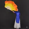 Abanico de seda sintética de doble cara con degradado amarillo-naranja largo abanico de danza clásica Jiaozhou Yangko abanico de danza