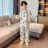 Otoño/Invierno 2026 Conjunto de Pijama Cálido De Rong para Niños Niños Ropa de Casa Estilo Suéter Holgado Conjunto Engrosado