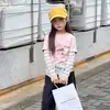 Conjunto de dos piezas para niña Aimobebe: camiseta a rayas de manga larga, parte inferior con estampado de dibujos animados y patchwork, top estilo coreano para niños mayores