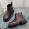 Botas de Couro Moda Coreana para Meninas 2024 Primavera e Outono Botas Martin para Meninos Botas de Cano Curto de Couro Versáteis da Moda para Crianças Maiores