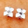 Pendientes Coreanos Pendientes de Camelia para Mujer Estilo Coreano Moda Azul Zafiro Clip para Oreja Estereoscópico Mate Abalorios Venta al por Mayor