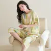 [Algodón Puro] Pijama de Verano para Mujer de Manga Corta, Conjunto Casual Delgado de Dos Piezas, Conjunto de Ropa para Casa de Verano
