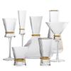 Fabricante Personalizado Óculos de Vinho com Borda Dourada Estilo Nórdico Luxo Leve, Taças de Champanhe, Decantadores, Copos de Água com Cintura Marcada, Copos de Vinho em Estilo Luxo Leve