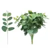 Eucalipto Simulado 4 Galhos Folha de Dinheiro Único Casamento Decoração Externa Decoração de Casa Arranjo de Flores Planta Verde Simulação Artificial